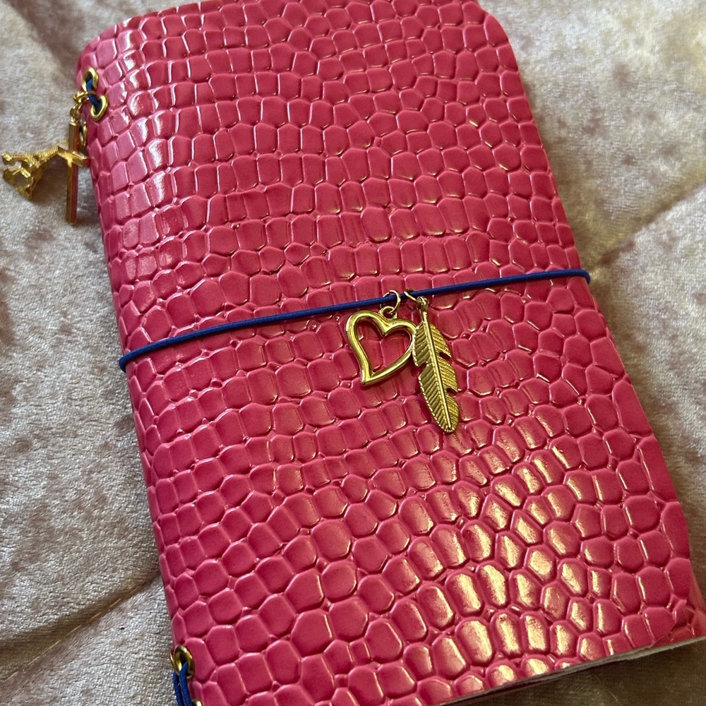 Personalized double-lined Leather A6 Tri fold Journal Cover